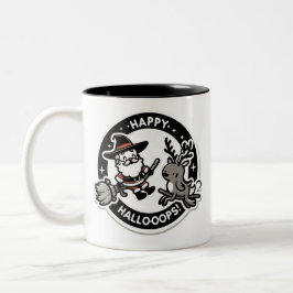 Taza Bicolor Happy Hallo-Oops! Santa Dressed as a Witch, Deer