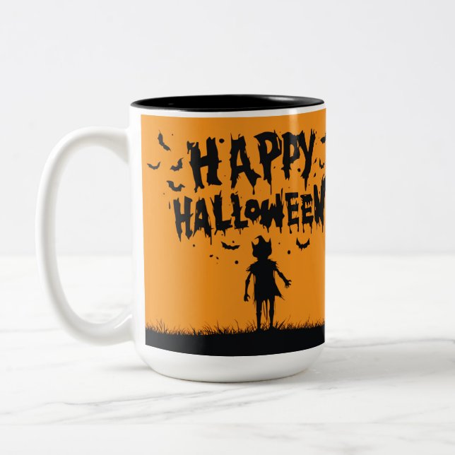 Taza Bicolor Happy Halloween:Mug with Mysterious Silhouette (Izquierda)