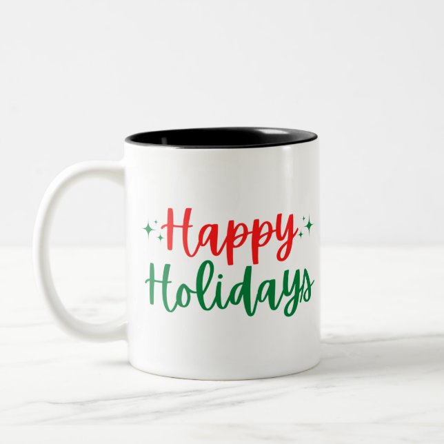 Taza Bicolor Happy Holidays (Izquierda)