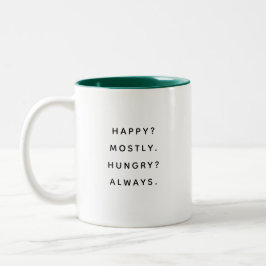 Taza Bicolor Happy Hungry Happy Humorous Coworker Mug