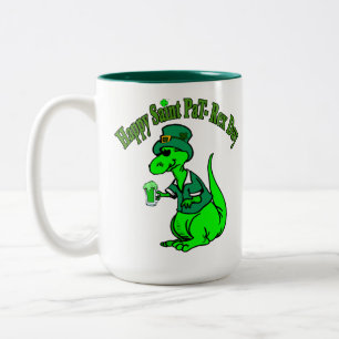 Taza Bicolor Happy St Pat T-Rex Saint Patrick's Day Dinosaur