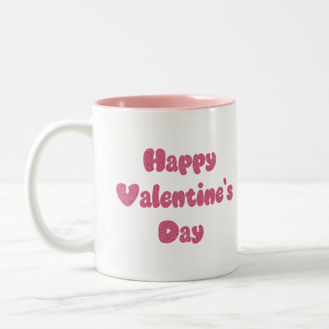 Taza Bicolor Happy Valentine's Day Glitter (Izquierda)
