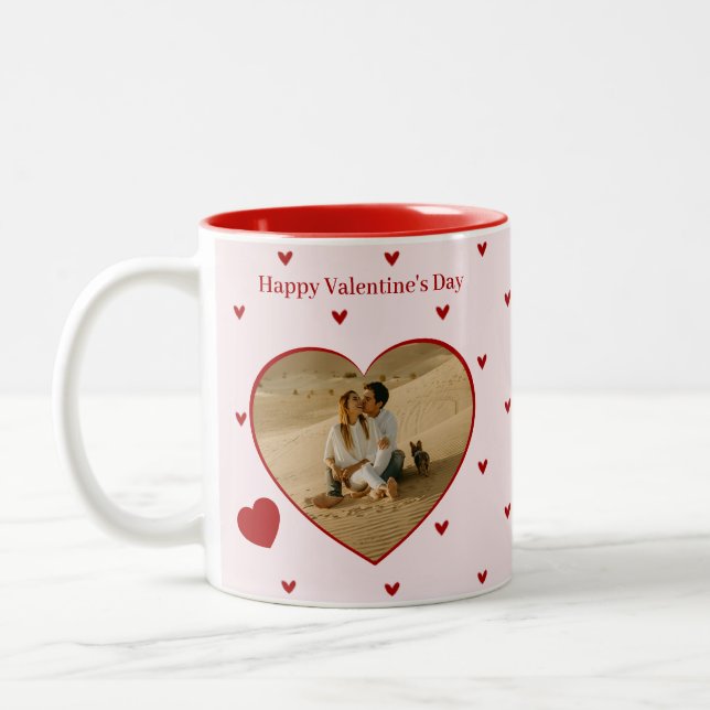 Taza Bicolor Happy Valentine's Day Hearts Red Pink Photo (Izquierda)
