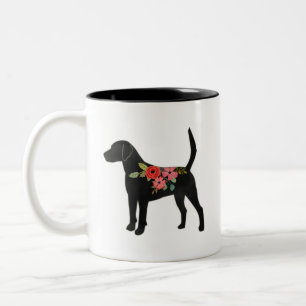 Taza Bicolor Harrier o Beagle Dog Rama Boho Silhouette