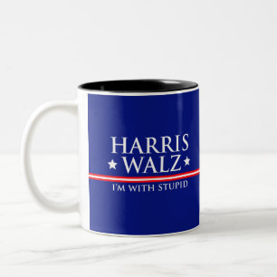 Taza Bicolor Harris Walz estoy con Stupid Mug