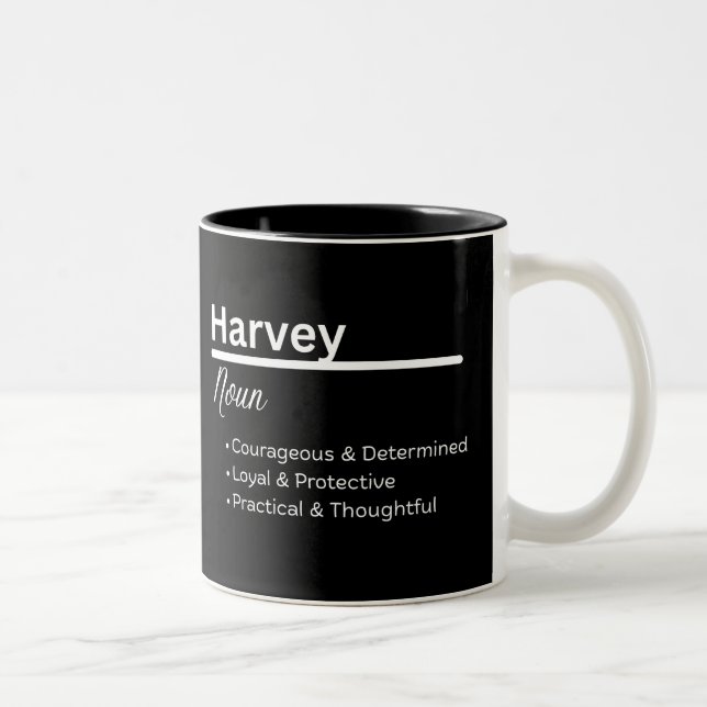 Taza Bicolor Harvey Boy Personalized Name Definition Mug (Derecha)
