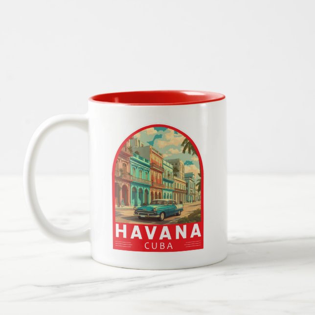Taza Bicolor Havana Cuba Travel Art Emblem (Izquierda)