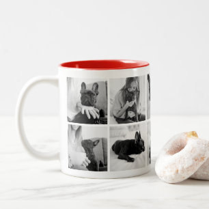 Taza Bicolor Haz Tu Propio Collage de Fotos de Mascotas Blanc