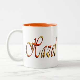 Taza Bicolor Hazel, Nombre, Logo, Café Combo Naranja Mug