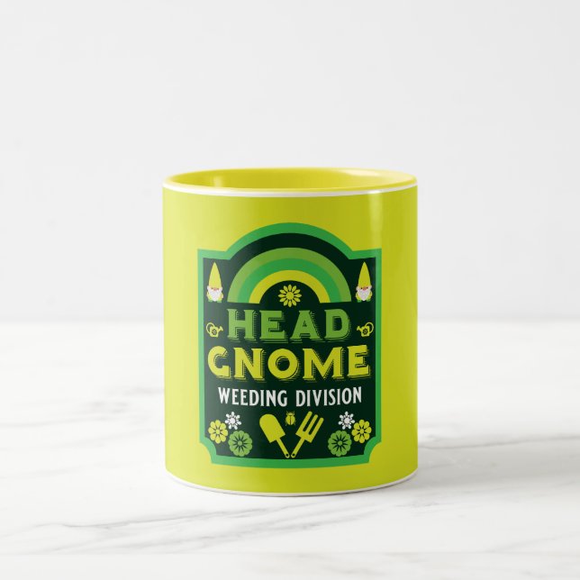 Taza Bicolor Head Garden Gnome Weeding (Centro)