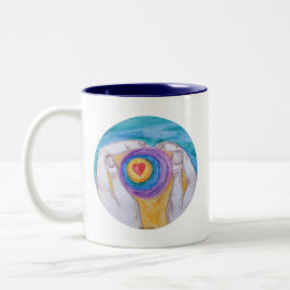 Taza Bicolor Heart in Hands Cir No-Saying; titled; dig signed