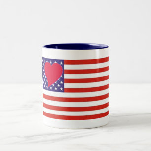 Taza Bicolor Heart Love USA Mug