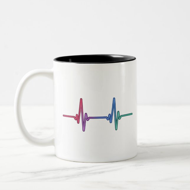 Taza Bicolor Heartbeat Orgullo arcoíris Aliado LGBTQ (Izquierda)