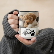 Heartbeat Paw Print Pet Photo Mug