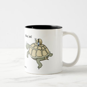 Taza Bicolor ¡Hebilla para arriba! Tortuga y caracol del dibujo