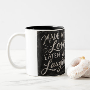 Taza Bicolor Hecho Con Amor, Comido Con Risa