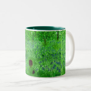 Taza Bicolor Hedgehog and Bluebells Woodland Green
