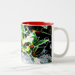 Taza Bicolor helada cubierta holly para navidades