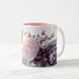 Taza Bicolor Helado rosa con flores de Lilac y leche verde