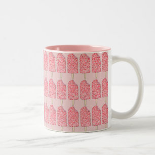 Taza Bicolor Helado rosa Crema Fresa Corta Popsicles Mug