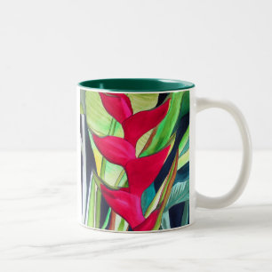 Taza Bicolor Heliconia Lobster Claw flor de acuarcolía tropical