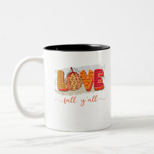 Taza Bicolor Hello Fall Pumpkin Love Fall Y'All Leopard Peace L