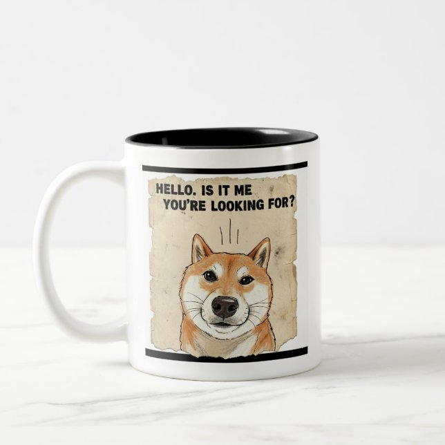 Taza Bicolor Hello. Is It Me You're Looking For? - Funny Shiba  (Izquierda)