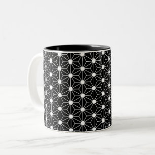 Taza Bicolor Hemp Leaf Asanoha patrón japón geomet tradicional