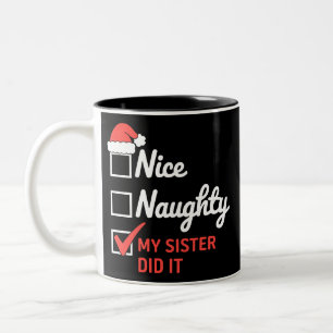 Taza Bicolor Hermana Bonita Mala Navidad Lo Hizo Familia Navida