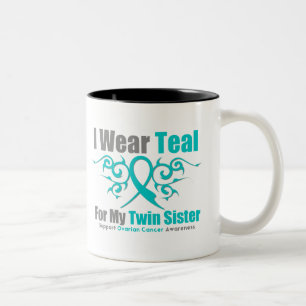 Taza Bicolor Hermana tribal verde azulada del gemelo de la