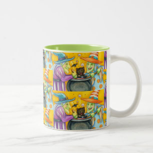 TAZA BICOLOR HERMANAS DE BRAZA, GATO NEGRO Y HALLOWEB BREW