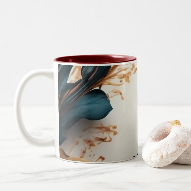Taza Bicolor Hermosa acuarela floral (Con donut)