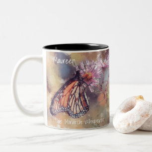 Taza Bicolor Hermosa acuarela monarca mariposa Whisperer