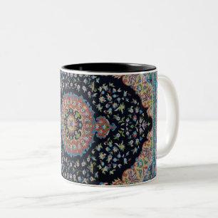 Taza Bicolor Hermosa Alfombra Kilim Antigua Oriental Azul