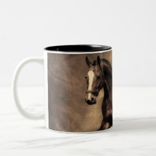Taza Bicolor Hermosa almohada de caballo marrón