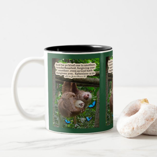 Taza Bicolor Hermosa Escritura Eslovaca: Efesios 4:32 (Con donut)