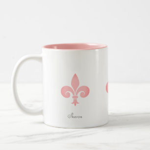 Taza Bicolor Hermosa flor de lis en rosa coral claro