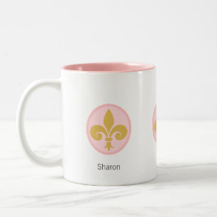 Taza Bicolor Hermosa flor de lis en rosa y blanco