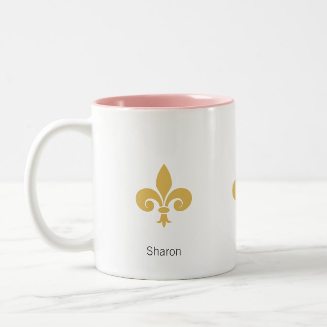 Taza Bicolor Hermosa flor de lis sobre blanco (Izquierda)