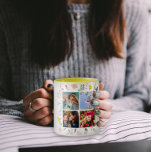 Taza Bicolor Hermosa flor silvestre 4 foto Personalizado Día de<br><div class="desc">Celebra el vínculo especial entre una madre y un niño con nuestra jarra de fotos del Día de la Madre. Esta encantadora taza muestra un hermoso diseño inspirado en los vivos tonos y delicadas formas de flores silvestres. Presenta una foto personalizada, por lo que cada taza se convierte en un...</div>