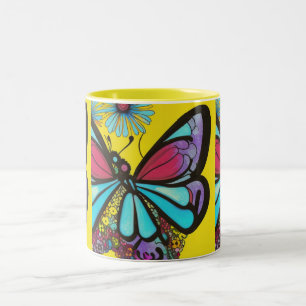 Taza Bicolor Hermosa mariposa