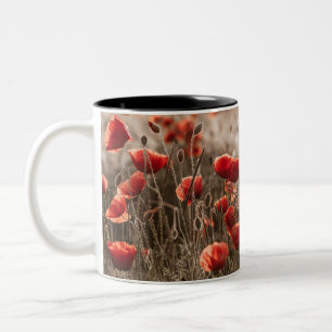Taza Bicolor hermosas flores de amapola