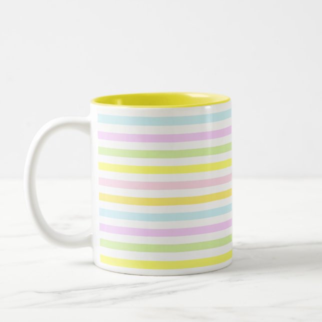 Taza Bicolor Hermosas franjas en colores pasteles (Izquierda)