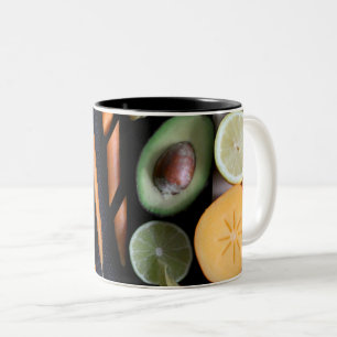 Taza Bicolor Hermosas Frutas Y Hortalizas