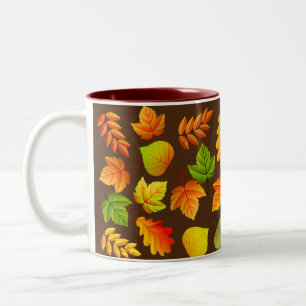 Taza Bicolor Hermosas hojas de otoño en Brown