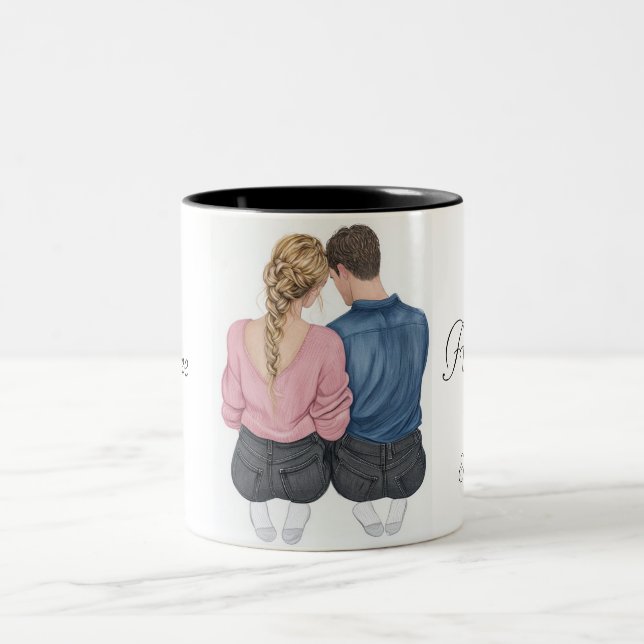 Taza Bicolor Hermosas parejas Bodas Mug (Centro)