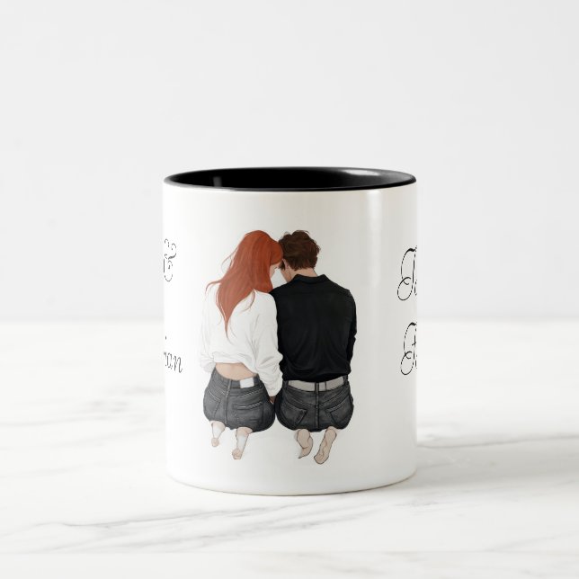 Taza Bicolor Hermosas parejas Bodas Mug (Centro)