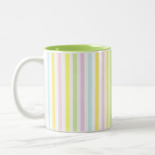 Taza Bicolor Hermosas rayas verticales en colores pastel