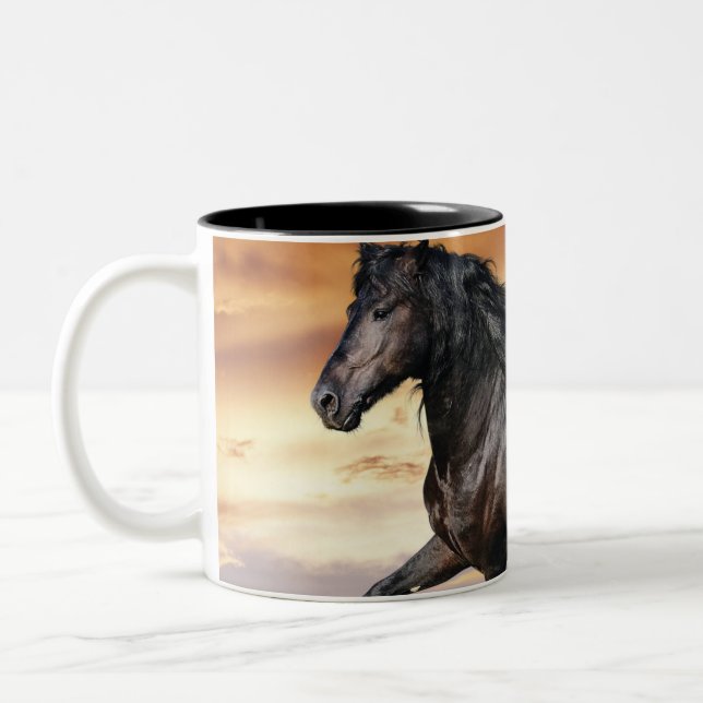 Taza Bicolor Hermoso caballo negro (Izquierda)