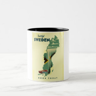 Taza Bicolor Hermoso cartel de viaje de Suecia